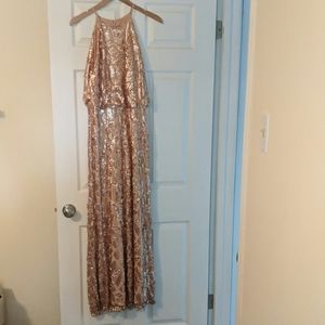 Rose gold sequence long dress